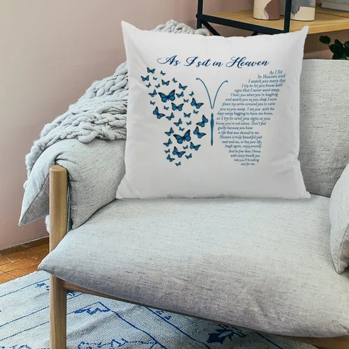 Miniatura 2 de ZJSYXXU Funda de almohada conmemorativa de Butterfly As I Sit in Heaven and I Watch You Everyday Poem de 18 x 18 pulgadas, decoración para el hogar