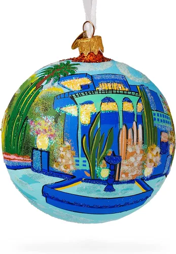 Miniatura 6 de Jardin Majorelle, Marrakech, Marruecos, bola de cristal, adorno de Navidad de 4 pulgadas