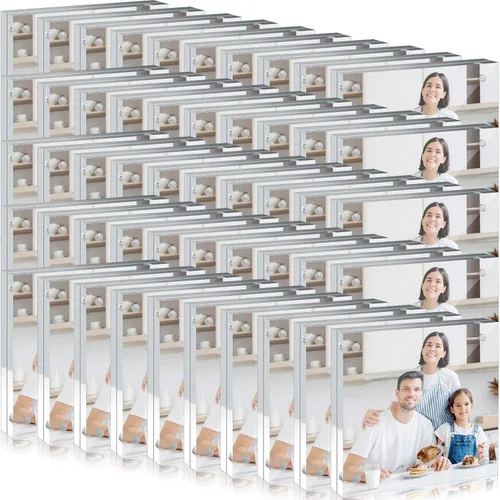 Miniatura 12 de Handepo Paquete de 30 marcos de fotos acrílicos transparentes de 4 x 4 pulgadas, marcos de fotos magnéticos de doble cara, 0.787 in de grosor, sin