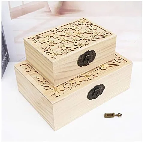 Miniatura 3 de Mocohana - Caja de madera para tesoro, caja para guardar joyas, tarjetas de colección, regalos y decoración del hogar