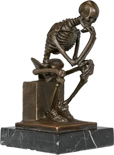 Miniatura 3 de Estatuas de bronce de esqueleto pensador esculturas de Rodin TPE-998 Figuras de metal para decoración del hogar, 10 piezas