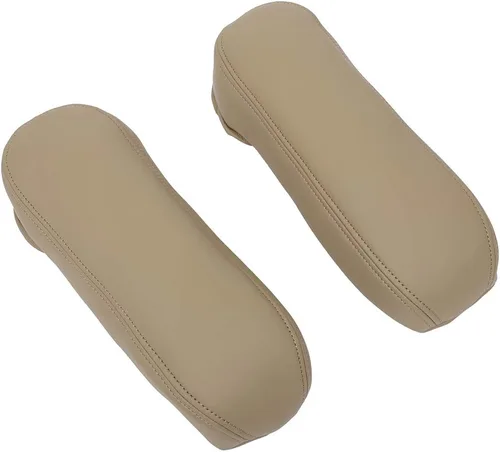LUJUNTEC Funda de repuesto de cuero para reposabrazos de asiento beige para Ford F150 F250 F350 para Excursion Lariat 99 00 01 02 03 04 05 06 07 (un