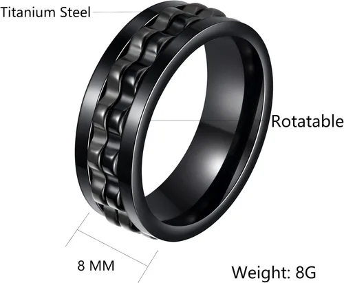 Miniatura 121 de Anillos giratorios para la ansiedad para hombre, anillos clásicos de cadena para mujeres y adultos, anillo de acero de titanio