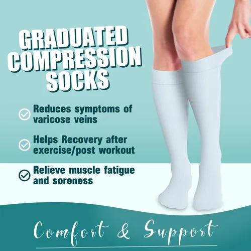 Miniatura 2 de COOLOVER Calcetines de compresión para mujeres y hombres, ideales para circulación, correr, atletismo, recuperación, enfermera, viajes