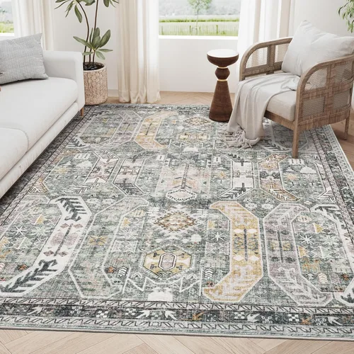 Miniatura 26 de befbee Alfombras de 6x9 pulgadas para sala de estar - Alfombras lavables a máquina resistentes a las manchas para dormitorio, alfombra de área