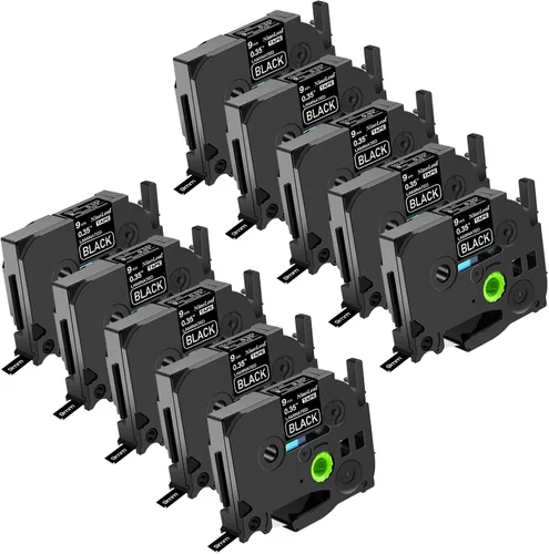 Miniatura 8 de NineLeaf Paquete de 10 cintas compatibles con Brother TZe-334 TZe334 TZ-334 TZ334 de 0.472 in, 1/2 pulgadas, 0.47 pulgadas, oro sobre negro, trabajo