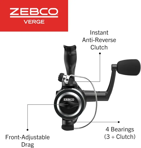 Miniatura 3 de Zebco Verge Spinning Fishing Reel, Right or Left-Hand Retrieve, Pre-Spooled with Zebco Fishing Line, All-Metal Gears, TRU Balance Rotor, Black