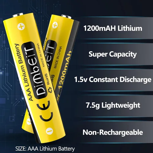 Miniatura 2 de Baterías AAA de litio, paquete de 8 baterías triple A de larga duración, 1.5 V 1200 mAh de alta capacidad triple AAA baterías para dispositivos