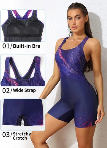 Miniatura 53 de ATTRACO Traje de baño deportivo de una pieza para mujer, traje de baño deportivo de entrenamiento