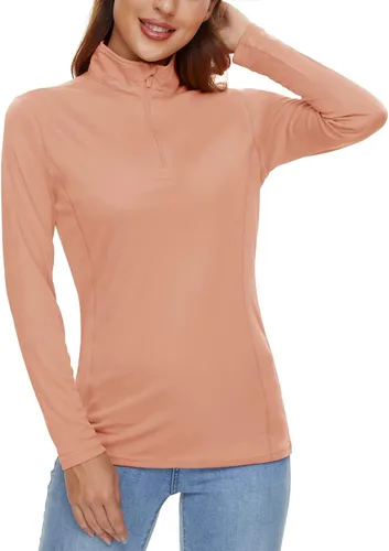 Miniatura 2 de CRYSULLY Camisas de manga larga para mujer, protección solar, cremallera de 14, de verano, de secado rápido