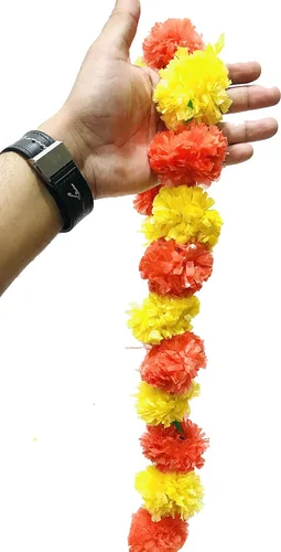Miniatura 6 de Guirnalda de caléndula de 5 pies de 5 pies Decoración de manto de fiesta de boda india/americana, guirnaldas de imitación guirnalda de boda