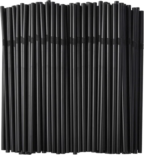 Miniatura 2 de ALINK 200 popotes flexibles negros + 200 popotes flexibles blancos