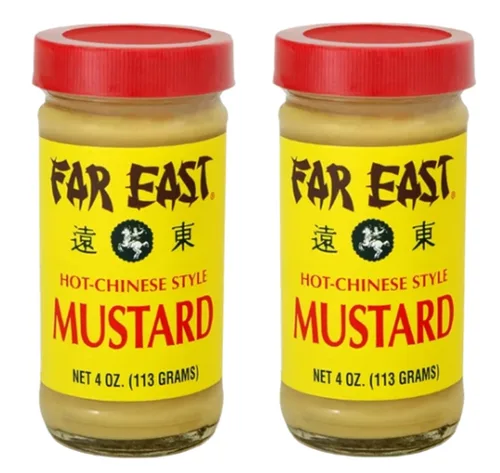 Mostaza china caliente, dos frascos de 4 onzas de mostaza picante china (paquete de 2, 2, unidades)