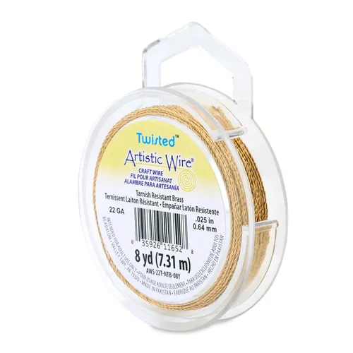 Miniatura 18 de Artistic Wire, Alambre de cobre de color resistente al deslustre calibre 20 / 0.032 in, torsión redonda, color latón antiguo, 8 yd / 24.0 ft