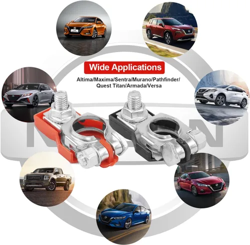 Miniatura 8 de Kit de repuesto positivo y negativo de terminal de batería compatible con Nissan Altima Maxima Rouge Sentra Murano Infiniti Toyota Lexus Reemplazo #