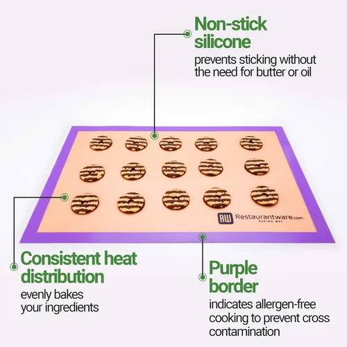 Miniatura 12 de Restaurantware Alfombrilla de cocción de tamaño medio, 1 alfombrilla de cocina resistente al calor, apta para alérgenos, reutilizable