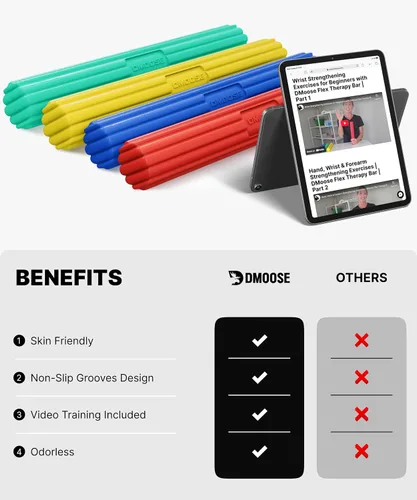 Miniatura 5 de DMoose Fitness Flex Resistance Bar for Physical Therapy - Non-Slip Odorless Material, Exercise Bar for Tennis & Golfers Elbow Tendonitis Relief