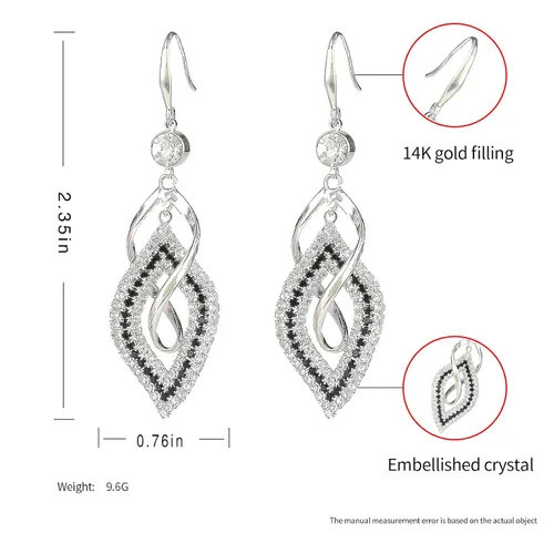 Miniatura 3 de Dangle Earrings for Women, 925 Silver Handmade Linear Swirl Wire Bohemian Boho Diamonds Earrings (Silver, Hoho Diamonds)