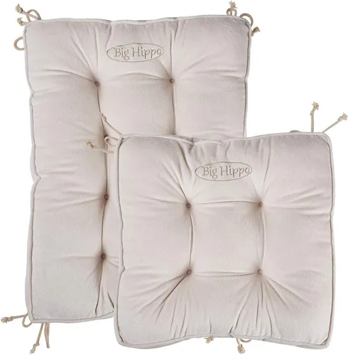 Miniatura 7 de Big Hippo Juego de cojines para silla mecedora con lazos, respaldo grueso copetudo y almohadillas de asiento para deslizador de madera y guardería