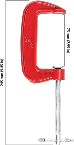 Miniatura 2 de HOIGON Juego de 8 abrazaderas C de 3 pulgadas, juego de abrazaderas C de hierro fundido con apertura de mandíbula de 3 pulgadas, profundidad de Rojo