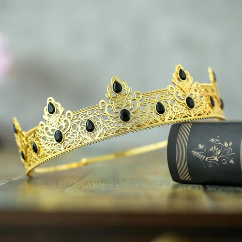 Miniatura 5 de Corona de Rey NA y Banda de Cumpleaños, Regalos de Decoración de Baile de Graduación para Hombres (Dorado-1)