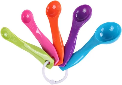 5 en 1 Colorido Plástico Té Harina Café Medidor Cucharas Set Cocina Cocina Hornear Herramientas (color al azar)