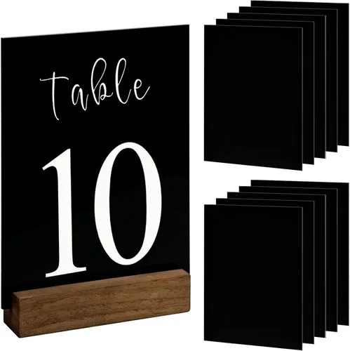 10 paquetes de hojas en blanco de acrílico negro para números de mesa, hojas en blanco de acrílico negro de 5 x 7 pulgadas, 1/8 de pulgada de