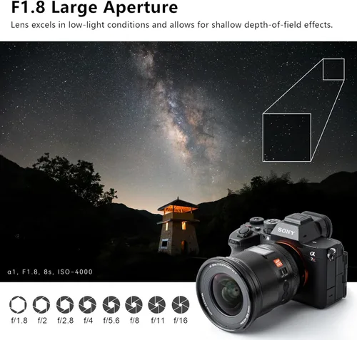 Miniatura 2 de VILTROX 16mm F1.8 f/1.8 Lente de Enfoque Automático Gran Angular FE de Montura Completa con Pantalla LCD de Nivel Profesional Compatible con Cámaras