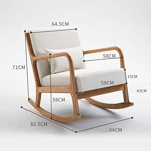 Miniatura 3 de Solid Wood Rocking Chair with Footrest Modern Fabric Design Comfortable Headrest for Home Office & StudyStylish & Ergonomic Seating