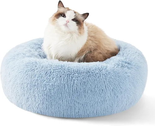 Miniatura 80 de Bedsure - Cama relajante para perro mediano, lavable, tipo dona, cama para gato, antideslizante, redonda, afelpada, mullida, de piel sintética