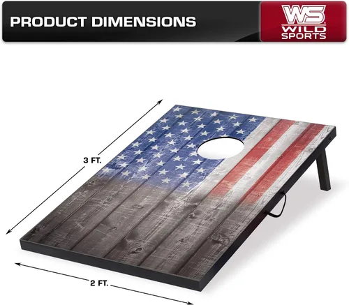 Miniatura 7 de Wild Sports Juego de Cornhole para exteriores de 2'x3' o 2'x4', bandera de Estados Unidos o opciones de madera natural con bolsa de transporte