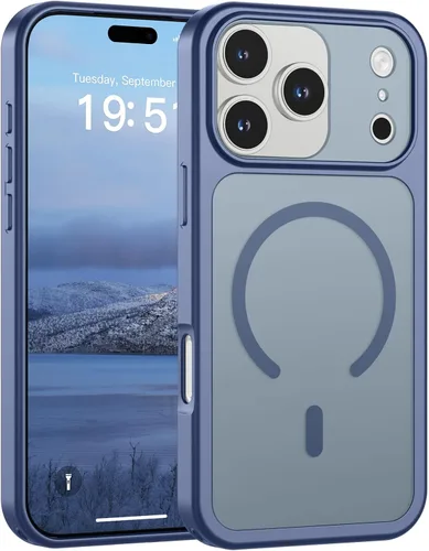 Miniatura 42 de SUPFINE Funda magnética para iPhone 11 Pro Max (compatible con MagSafe) (protección contra caídas de grado militar), delgada, translúcida mate, a