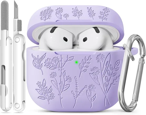 Miniatura 46 de Funda para Airpods Pro 3 con tapa magnética, fundas grabadas con flores para Apple AirPods Pro de 3ª generación 2025, funda de silicona suave