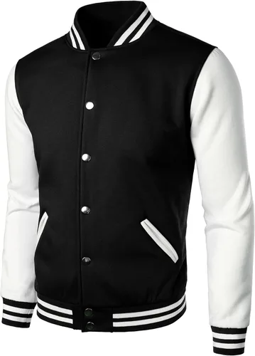 Miniatura 2 de HOOD CREW Chaqueta de béisbol Varsity para hombre de mezcla de algodón