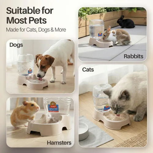 Miniatura 8 de Dispensador automático de agua Flexzion por gravedad para mascotas para gato y perro - Dispensador de agua recargable automático antideslizante