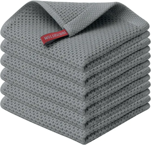 Miniatura 135 de Kitinjoy - Paños de cocina de 100 % algodón, tela de tejido gofrado, paño de limpieza ultrasuave, absorbente y de secado rápido. Gris Oscuro