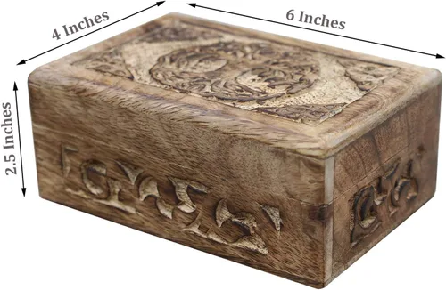 Miniatura 2 de DharmaObjects Caja de almacenamiento de madera tallada a mano (árbol de la vida celta, mediano)
