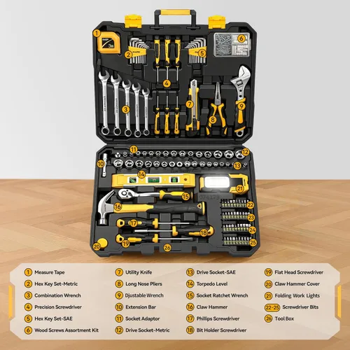 Miniatura 2 de GRENPRO Set de herramientas de 219 piezas, kit de herramientas para el hogar, el automóvil, la motocicleta, herramientas básicas para dormitorio