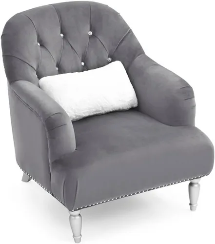 Miniatura 6 de Home Square Juego de muebles de 2 piezas con silla de terciopelo y sofá en gris