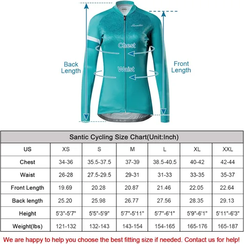 Miniatura 3 de Santic Camiseta de ciclismo de manga larga para mujer, chaqueta de bicicleta con bolsillos