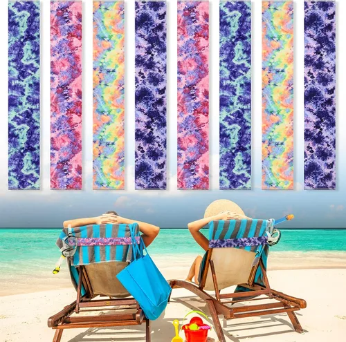 Miniatura 10 de Boao 8 Piezas Bandas de Toalla Grandes para Sillas de Playa 15.75" x 1.97" Bandas de Toalla para Sillas de Crucero Clips Elásticos a Prueba