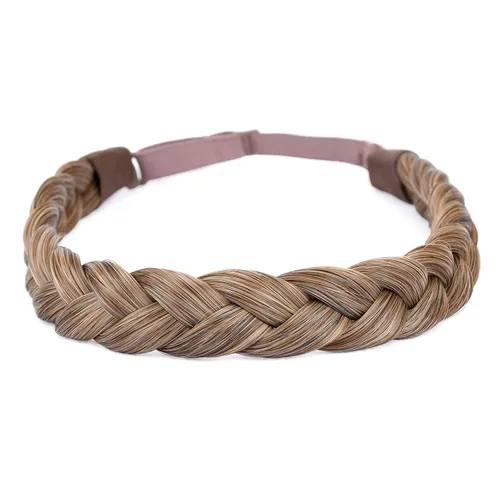 Miniatura 40 de Diadema clásica de cabello sintético trenzado, trenzas gruesas y anchas, extensión de cabello con elástico para mujeres y niñas, accesorio