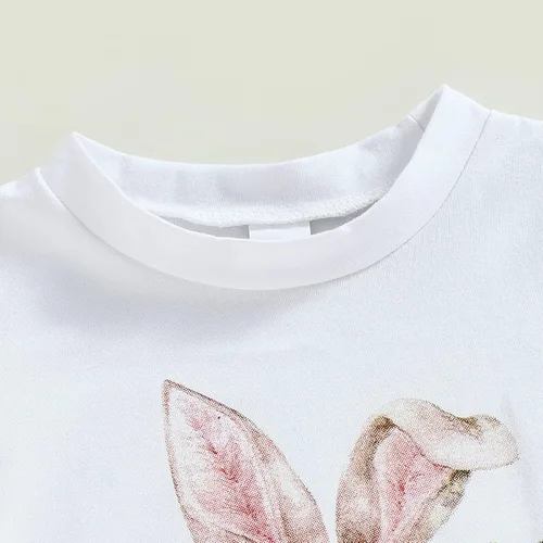 Miniatura 2 de Conjunto de Pascua para bebé, niña, conejo, manga corta, con borlas, camiseta de verano