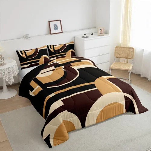 Miniatura 3 de Feelyou Juego de ropa de cama abstracta suave para niños y niñas, juego de edredón geométrico tamaño individual, edredón de rayas de microfibra