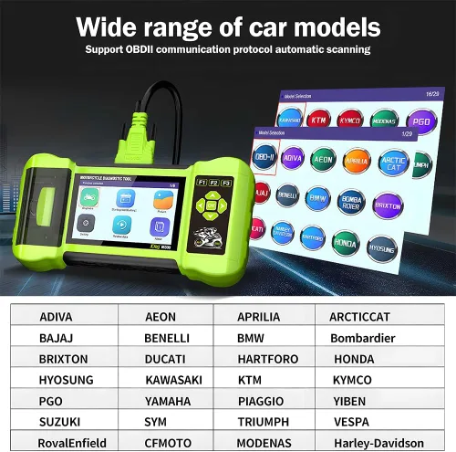 Miniatura 7 de Herramienta de diagnóstico de función de escáner de motocicleta totalmente accesorio, lector de código OBD2, prueba de ABS, prueba de batería