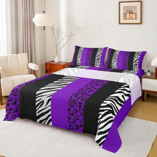 Miniatura 30 de Juego de sábanas abstractas de piel de guepardo, tamaño individual, decoración de lujo para habitación de niños, niñas y mujeres, juego de ropa
