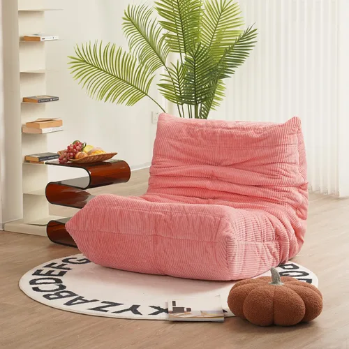 Miniatura 15 de N&V Sofá de suelo sin brazos de mediados de siglo, silla de pana suave de alta calidad, silla decorativa de espuma para sala de estar, dormitorio