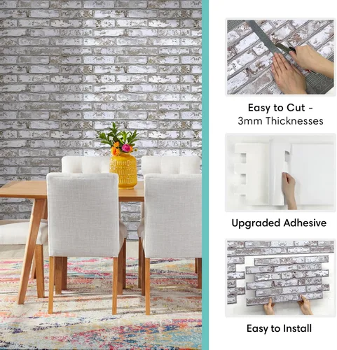 Miniatura 5 de Commomy Paneles de pared 3D de ladrillo sintético, 12 piezas de 22.8 x 11.8 pulgadas, azulejos finos y adhesivos de PVC UrltraLight para cocina