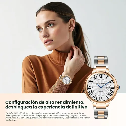 Miniatura 2 de SOUYIE Reloj inteligente de lujo 2026 para mujer, pantalla AMOLED de 1.19 pulgadas, reloj inteligente DA GPT, frecuencia cardíaca, monitor de sueño