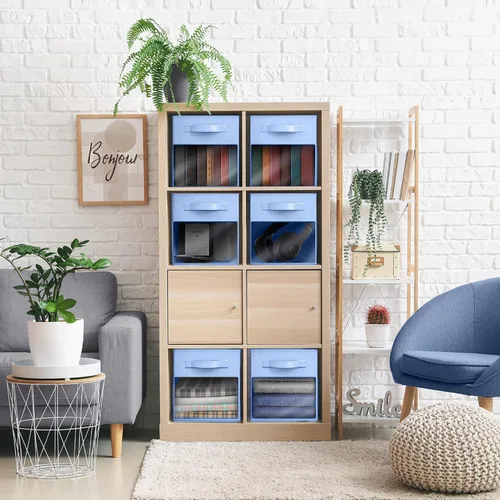 Miniatura 2 de Sorbus Contenedores de almacenamiento de 11 pulgadas con ventana transparente, 6 cestas plegables para organizar ropa, juguetes, libros, cubos